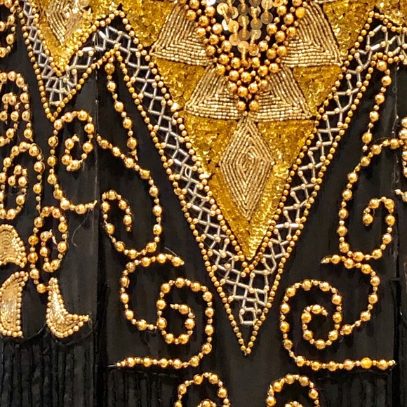 Black and Gold Beaded Prom/Ball Maxi Dress - Picture 8 of 8